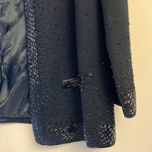 Vintage Black Wool Embellished Open Front Cardigan Jacket Long Sleeve Si… - Picture 6 of 13